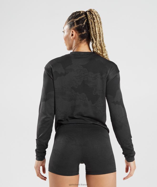 Gymshark adapt camo - haut à manches longues sans couture lave | noir femmes 6HF28478
